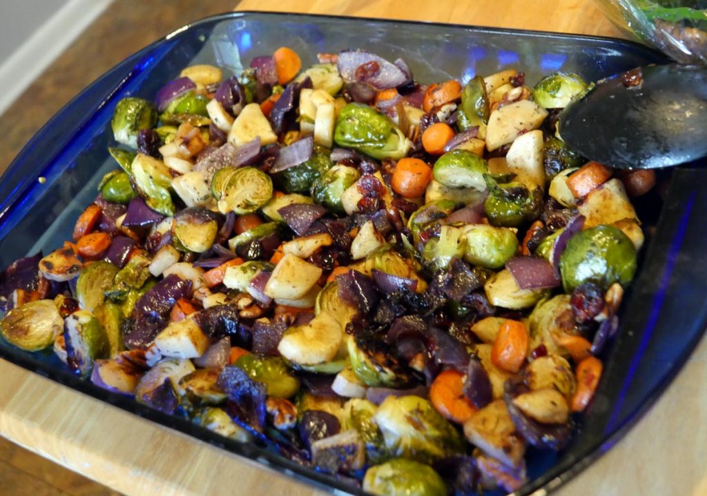 roasted brussels sprouts and root vegetables