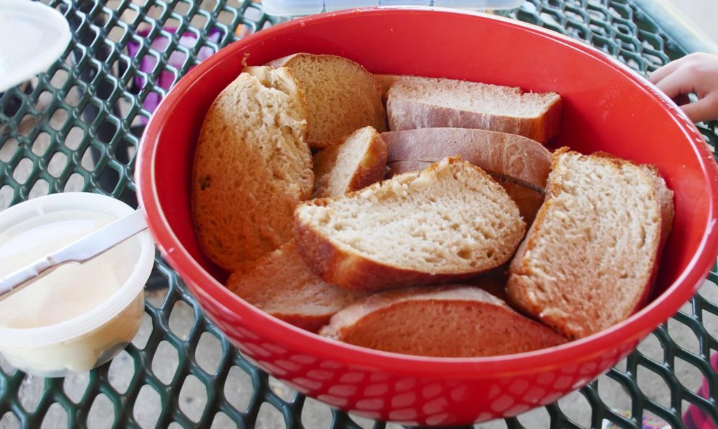 bread and vegan margarine in bowls