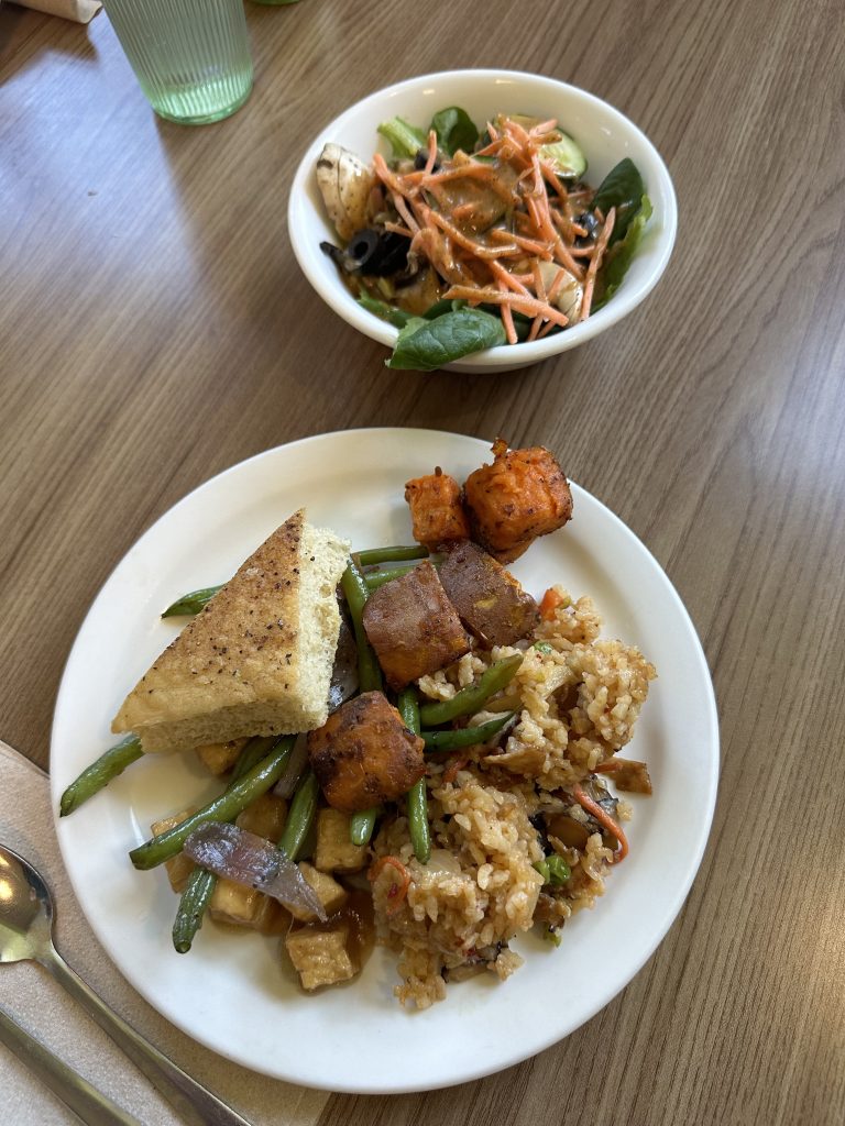 plate and bowl of vegan asian food