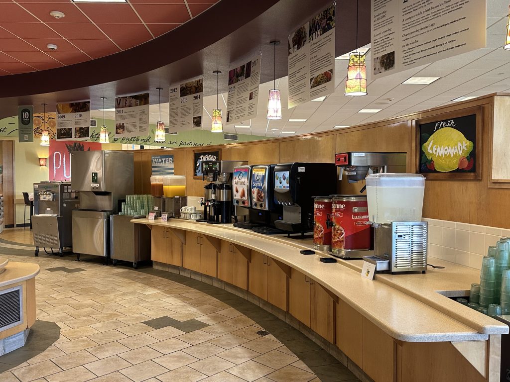 counter with beverage dispensers